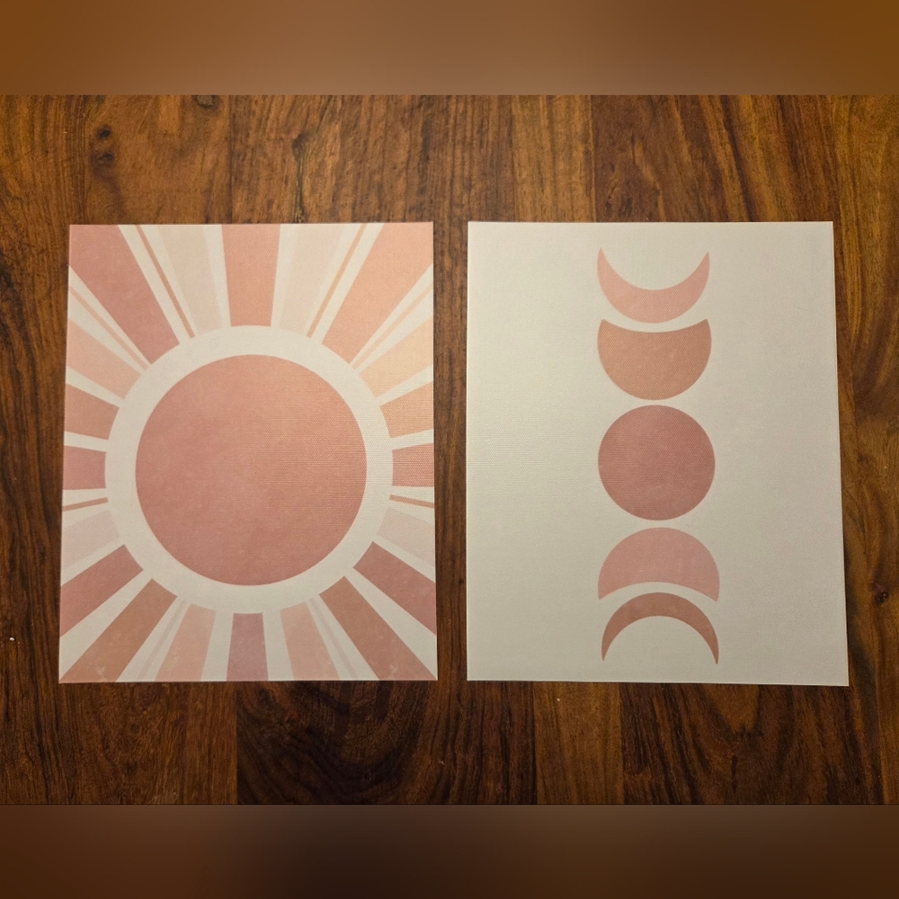 Two 8x10 BOHO Vinyl Prints With Two Mats, NEW